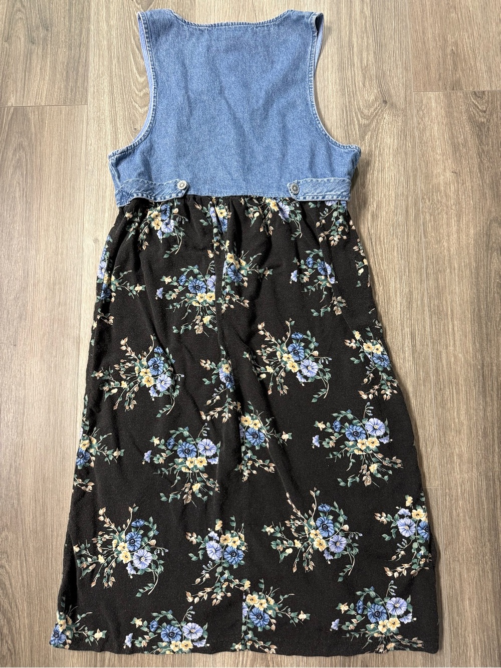 Alexandra Lee Vintage 90s Denim & Floral Midi Dress Cottagecore Grunge Y2K Sz 8 - Picture 7 of 7